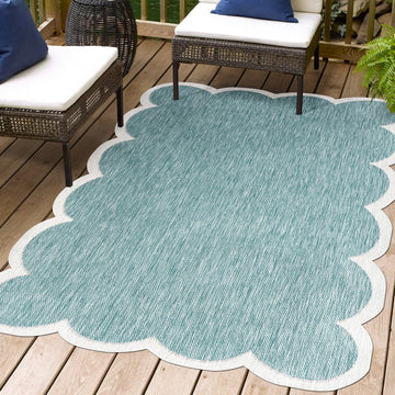 Alice Classic Cottage Two-tone Scalloped Indoor/Outdoor Area Rug